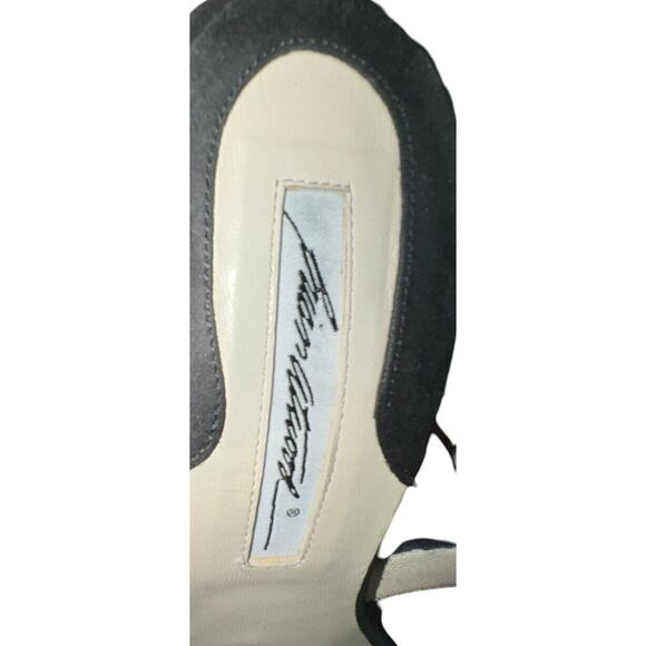 Brian Atwood Black Suede Strappy Healed Sandals Sz 6, Heel 4” - Picture 7 of 8